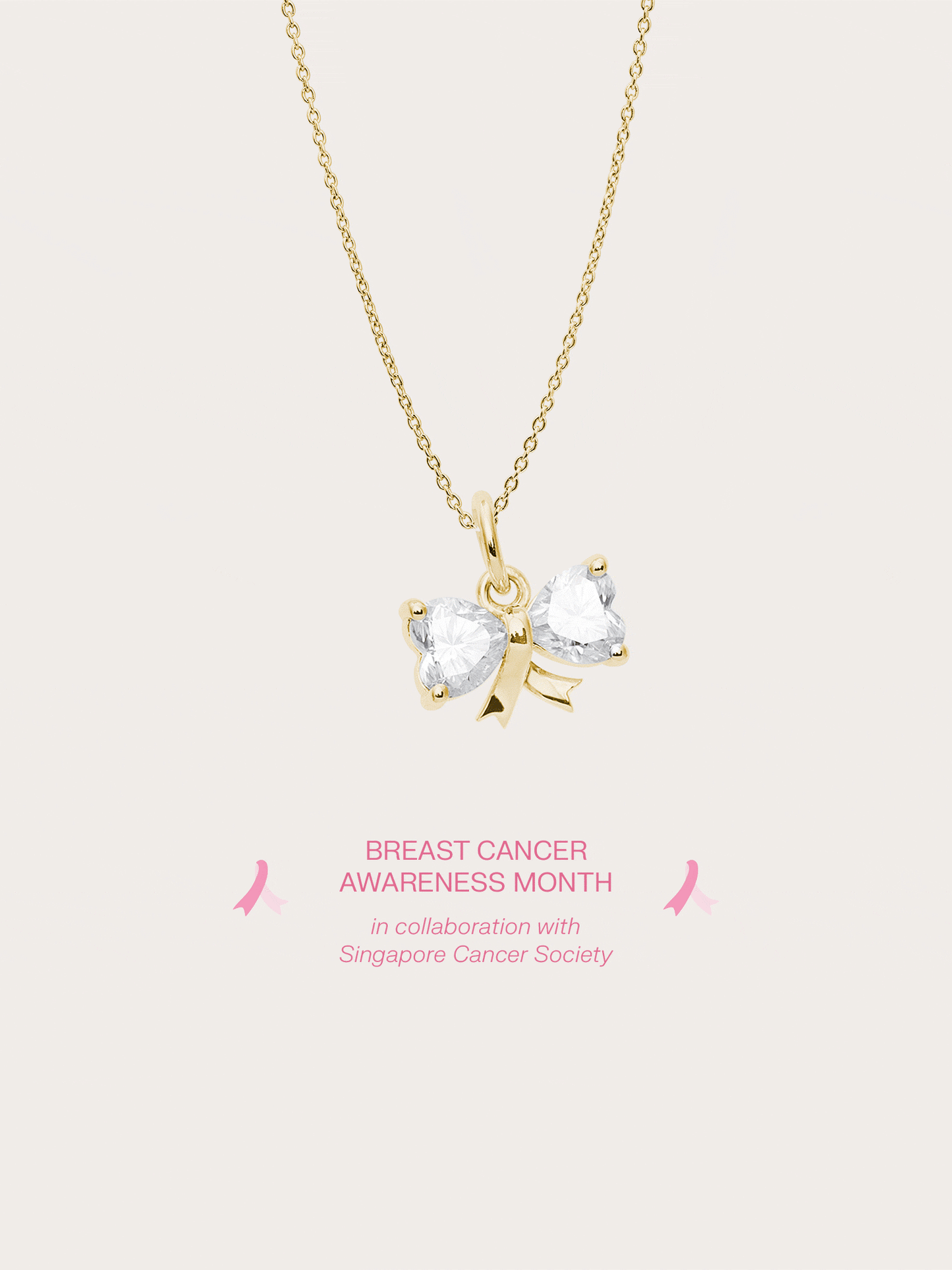 Ribbon Bow Heart Moissanite Necklace - Reversible
