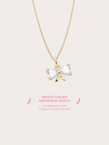 Ribbon Bow Heart Moissanite Necklace 18K Gold (4) – Mondays Made Flower & Birthstone Jewelry Singapore