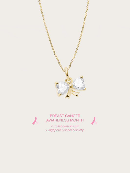 Ribbon Bow Heart Moissanite Necklace - Reversible
