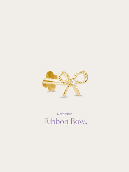 Ribbon Bow Flatback Earring