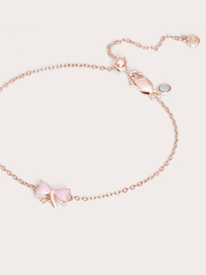 Ribbon Bow Heart Moissanite Bracelet 18K Rose Gold (3) – Mondays Made Flower & Birthstone Jewelry Singapore