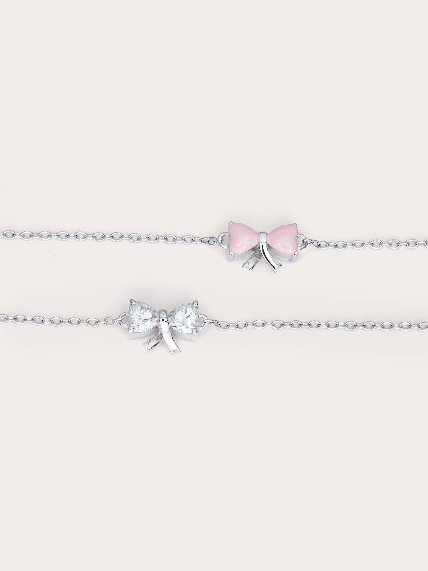 Ribbon Bow Heart Moissanite Bracelet - Reversible