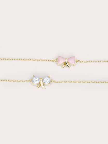 Ribbon Bow Heart Moissanite Bracelet 18K Gold (2) – Mondays Made Flower & Birthstone Jewelry Singapore