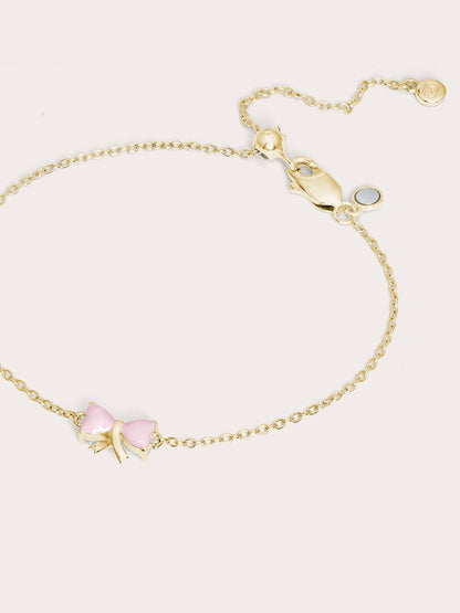 Ribbon Bow Heart Moissanite Bracelet 18K Gold (3) – Mondays Made Flower & Birthstone Jewelry Singapore