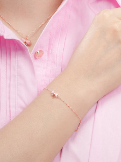 Ribbon Bow Heart Moissanite Bracelet Reversible 18K Rose Gold (5) – Mondays Made Flower & Birthstone Jewelry Singapore