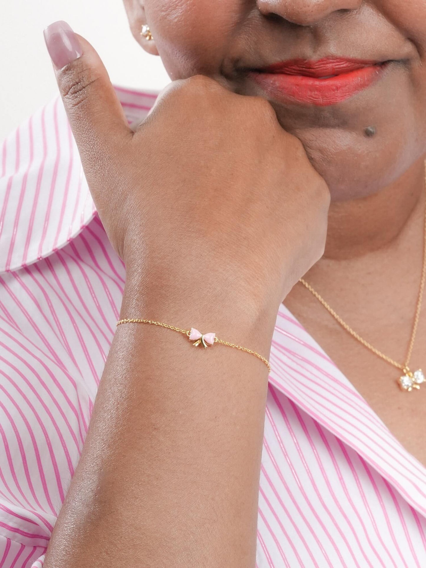 Ribbon Bow Heart Moissanite Bracelet - Reversible