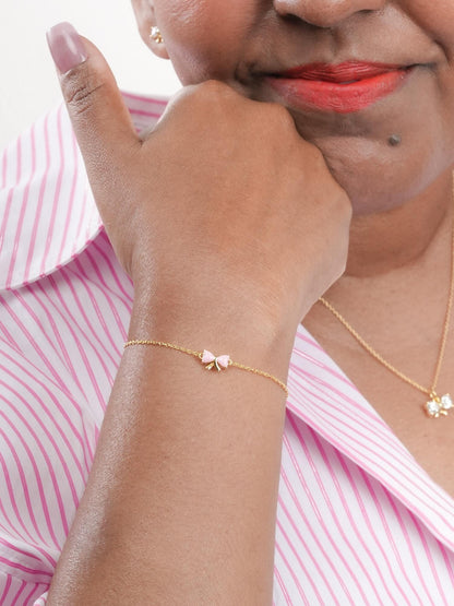 Ribbon Bow Heart Moissanite Bracelet Reversible 18K Gold (1) – Mondays Made Flower & Birthstone Jewelry Singapore