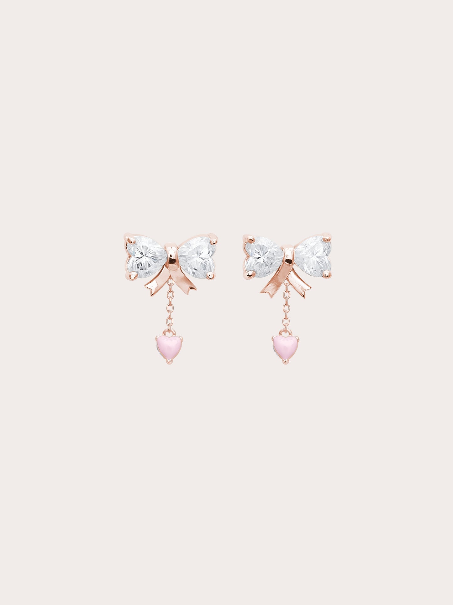 Ribbon Bow Heart Moissanite Dangle Earrings