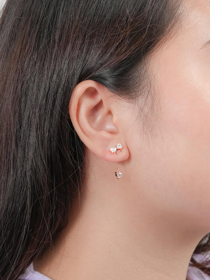 Ribbon Bow Heart Moissanite Dangle Earrings 18K Rose Gold (5) – Mondays Made Flower & Birthstone Jewelry Singapore