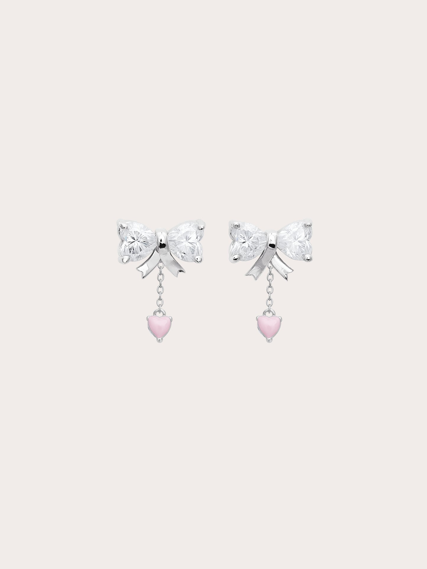 Ribbon Bow Heart Moissanite Dangle Earrings
