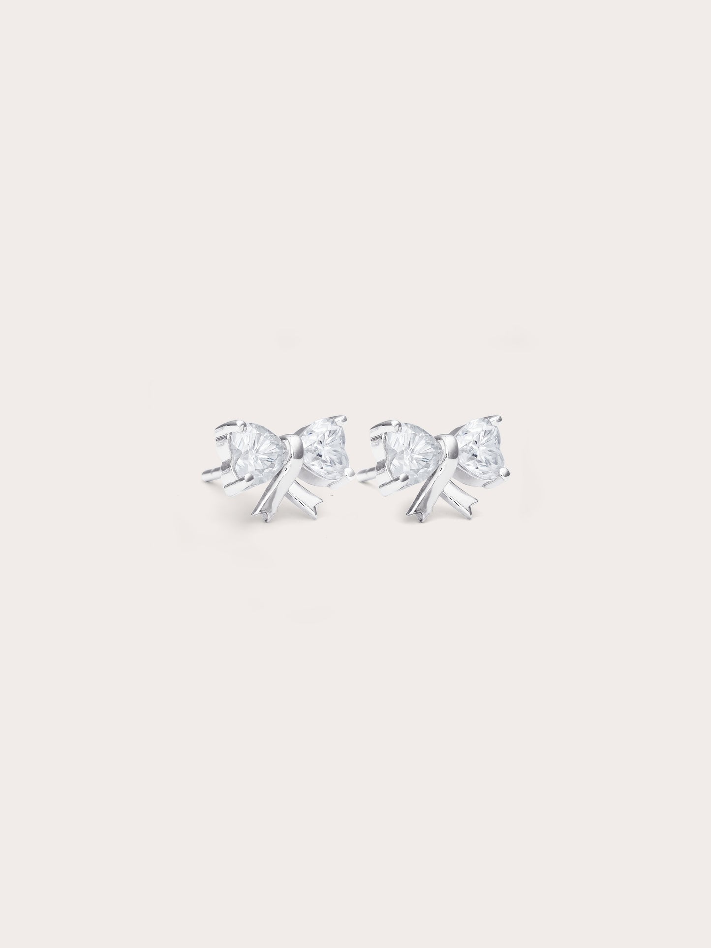 Ribbon Bow Heart Moissanite Dangle Earrings