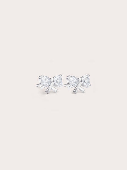 Ribbon Bow Heart Moissanite Dangle Earrings S925 Silver Rhodium (1) – Mondays Made Flower & Birthstone Jewelry Singapore