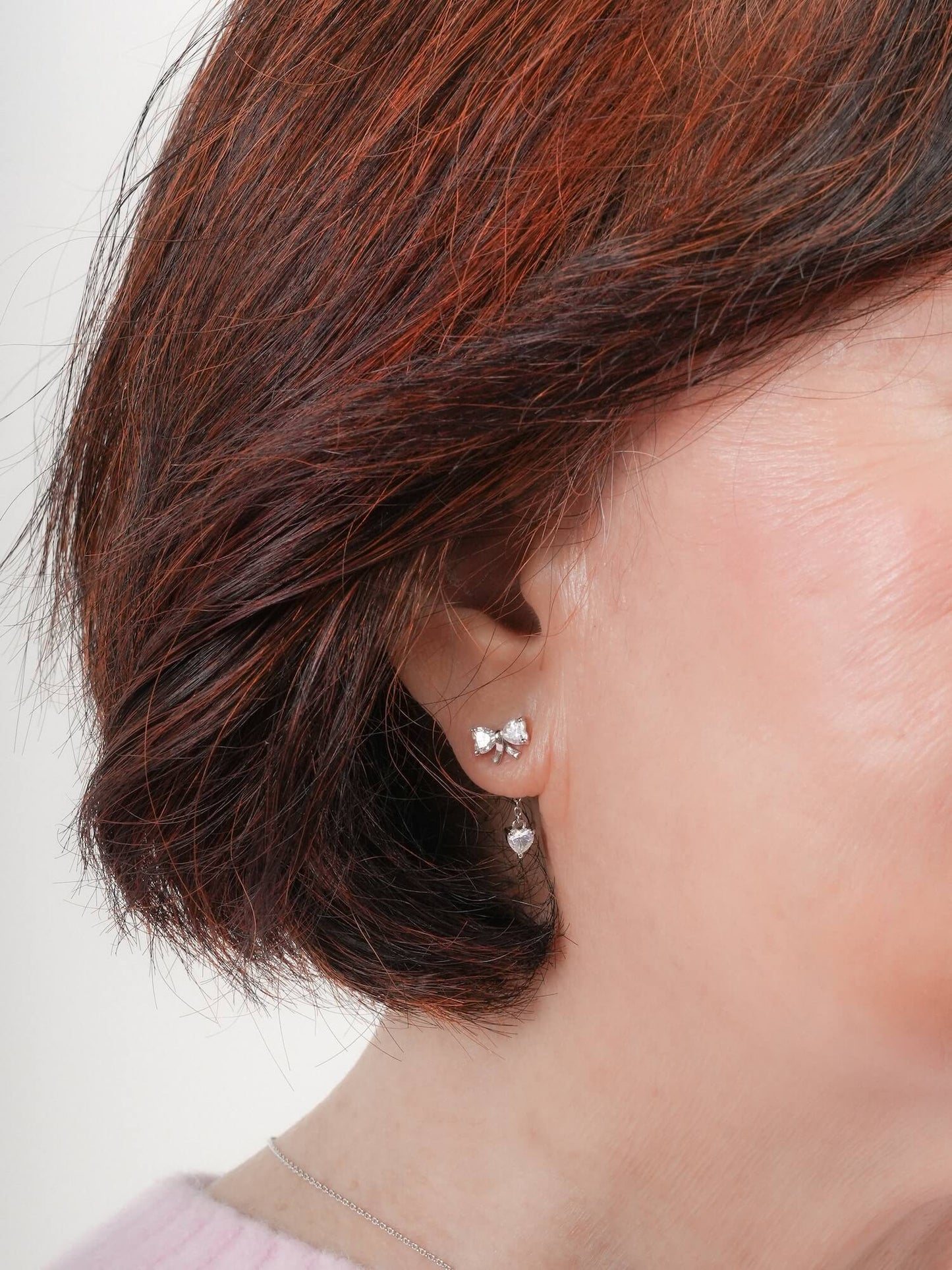 Ribbon Bow Heart Moissanite Dangle Earrings