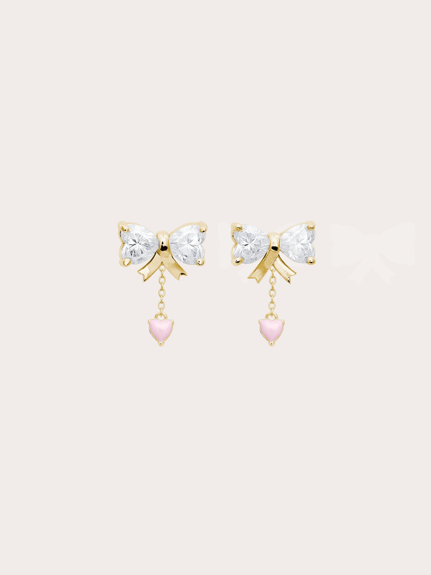 Ribbon Bow Heart Moissanite Dangle Earrings