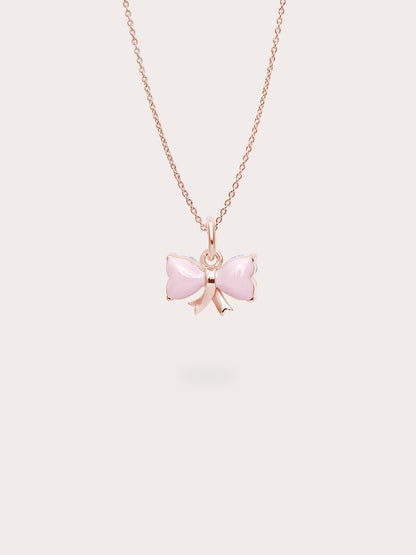 Ribbon Bow Heart Moissanite Necklace 18K Rose Gold (2) – Mondays Made Flower & Birthstone Jewelry Singapore