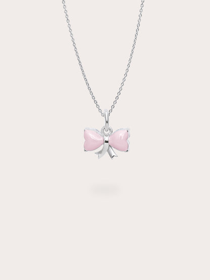 Ribbon Bow Heart Moissanite Necklace S925 Silver Rhodium (2) – Mondays Made Flower & Birthstone Jewelry Singapore
