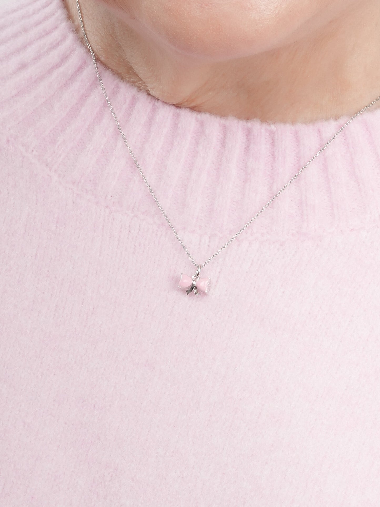 Ribbon Bow Heart Moissanite Necklace - Reversible