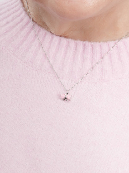 Ribbon Bow Heart Moissanite Necklace Reversible S925 Silver Rhodium (4) – Mondays Made Flower & Birthstone Jewelry Singapore