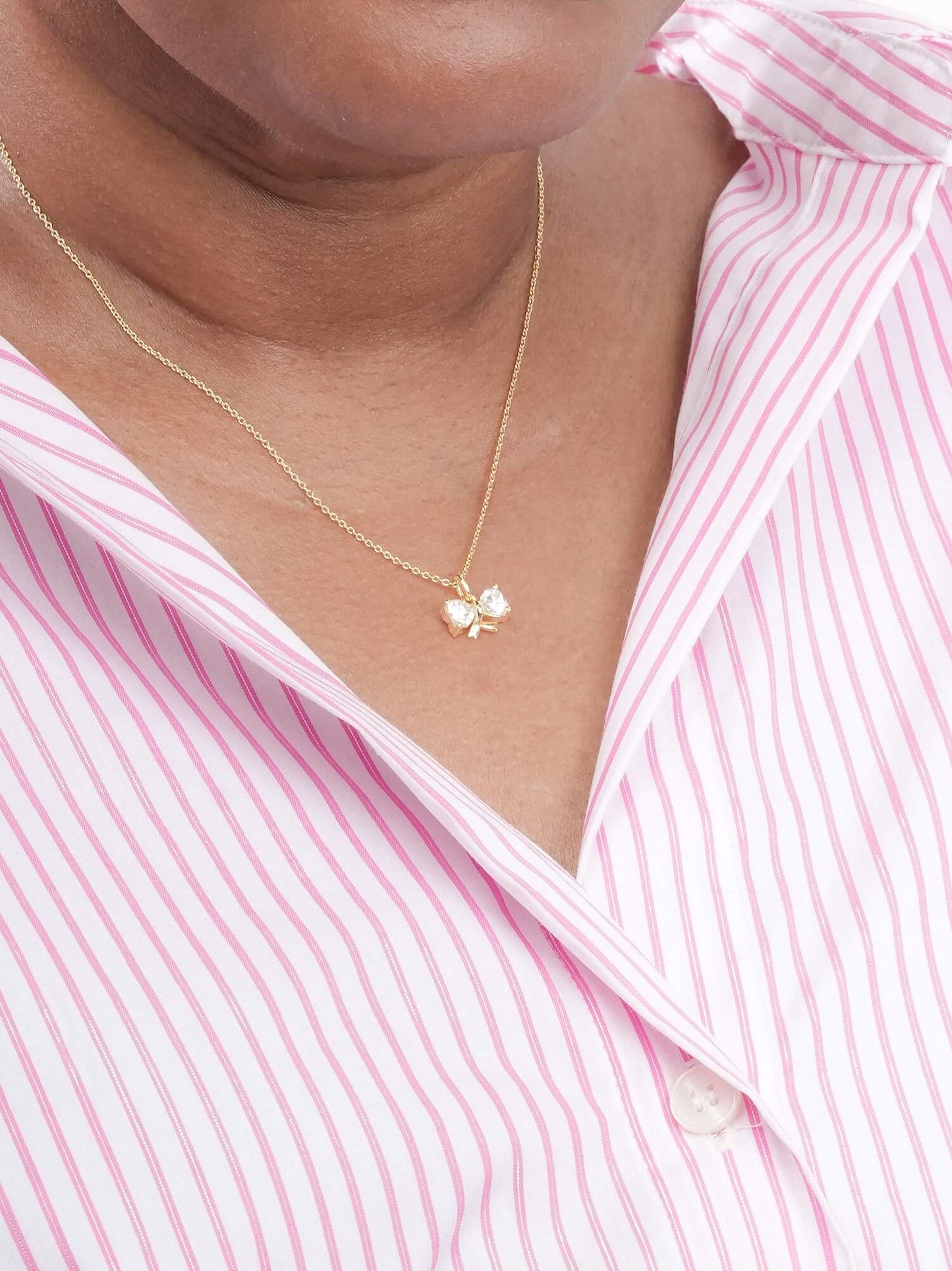 Ribbon Bow Heart Moissanite Necklace - Reversible