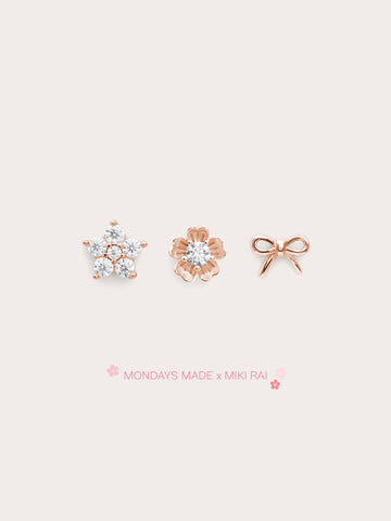 Rise Shine Stud Earrings Set 18K Rose Gold (4) – Mondays Made Flower & Birthstone Jewelry Singapore