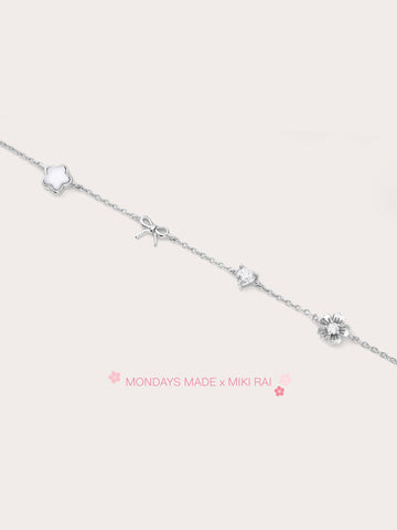 Rise Shine Charm Bracelet S925 Silver Rhodium (1) – Mondays Made Flower & Birthstone Jewelry Singapore