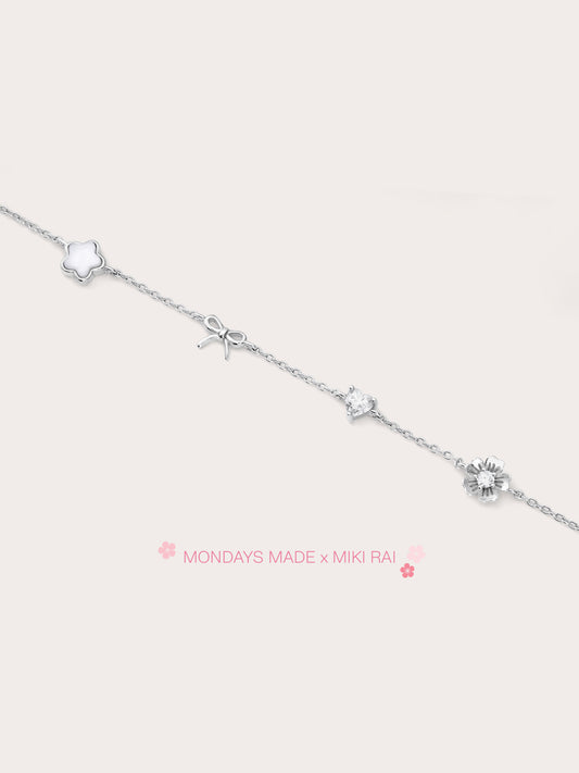 Rise Shine Charm Bracelet S925 Silver Rhodium (1) – Mondays Made Flower & Birthstone Jewelry Singapore