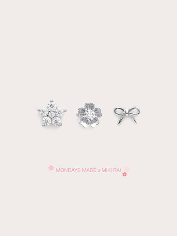Rise Shine Stud Earrings Set S925 Silver Rhodium (2) – Mondays Made Flower & Birthstone Jewelry Singapore