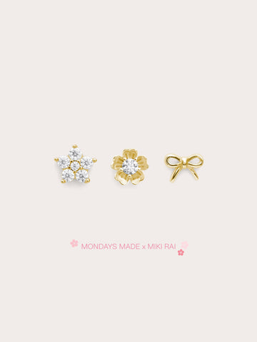 Rise Shine Stud Earrings Set 18K Gold (2) – Mondays Made Flower & Birthstone Jewelry Singapore