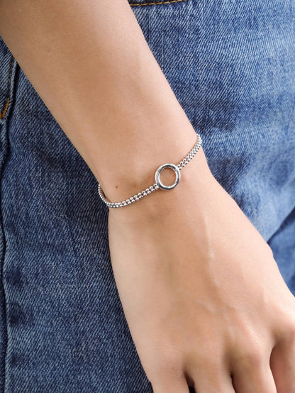 Duo Bead Bracelet S925 Silver Rhodium (5) – Mondays Made Flower & Birthstone Jewelry Singapore