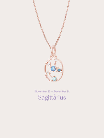 Sagittarius Necklace 18K Rose Gold – Mondays Made Flower & Birthstone Jewelry Singapore