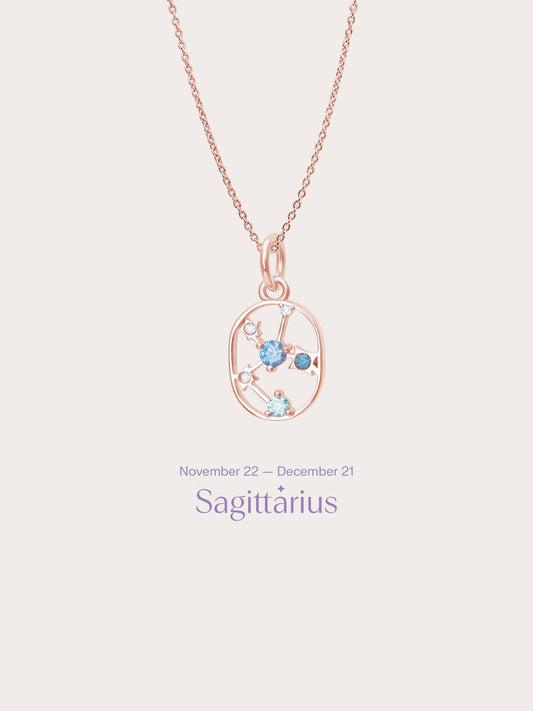 Sagittarius Necklace 18K Rose Gold – Mondays Made Flower & Birthstone Jewelry Singapore