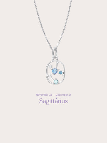 Sagittarius Necklace S925 Silver Rhodium – Mondays Made Flower & Birthstone Jewelry Singapore