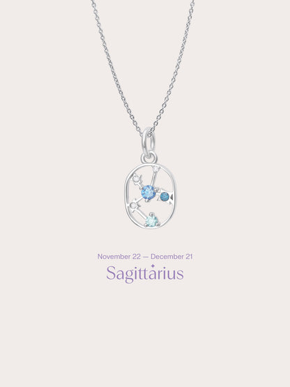 Sagittarius Necklace S925 Silver Rhodium – Mondays Made Flower & Birthstone Jewelry Singapore