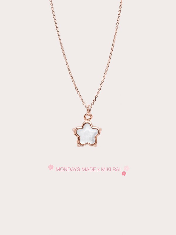 Sakura Necklace Reversible 18K Rose Gold – Mondays Made Flower & Birthstone Jewelry Singapore
