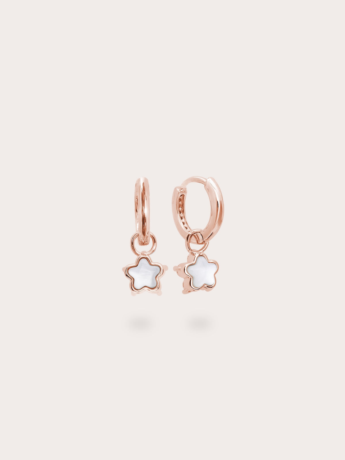 Sakura Huggie Earrings Reversible 18K Rose Gold (2) – Mondays Made Flower & Birthstone Jewelry Singapore