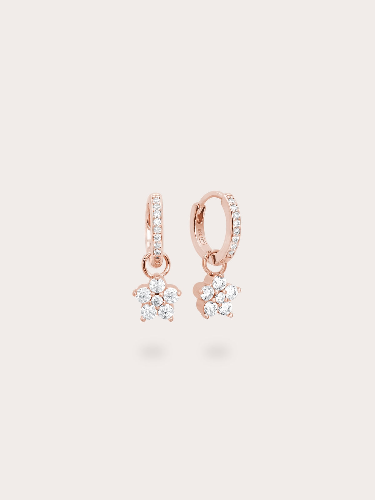 Sakura Huggie Earrings Reversible 18K Rose Gold (3) – Mondays Made Flower & Birthstone Jewelry Singapore