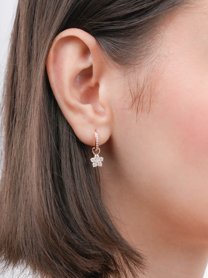 Sakura Huggie Earrings 18K Rose Gold (1) – Mondays Made Flower & Birthstone Jewelry Singapore