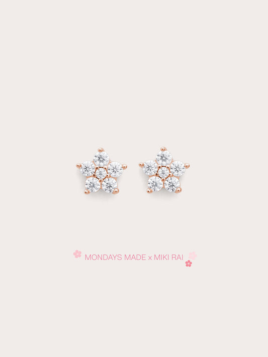 Sakura Moissanite Stud Earrings 18K Rose Gold (1) – Mondays Made Flower & Birthstone Jewelry Singapore