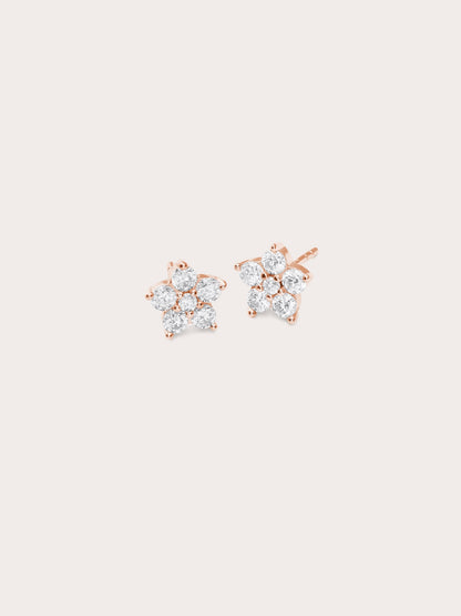 Sakura Moissanite Stud Earrings 18K Rose Gold (2) – Mondays Made Flower & Birthstone Jewelry Singapore