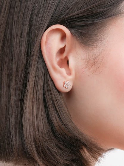 Sakura Moissanite Stud Earrings 18K Rose Gold (3) – Mondays Made Flower & Birthstone Jewelry Singapore