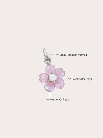 Sakura Charm S925 Silver Rhodium (6) – Mondays Made Flower & Birthstone Jewelry Singapore