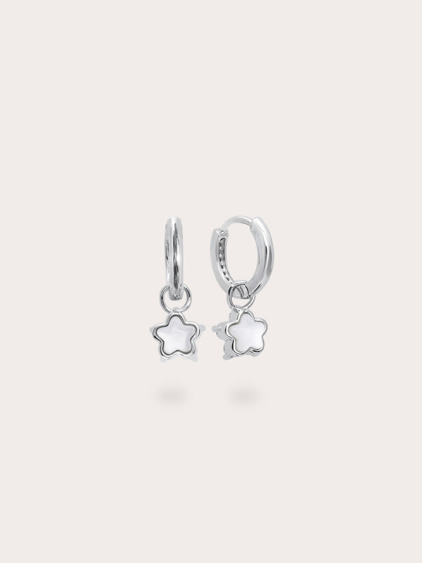 Sakura Huggie Earrings Reversible S925 Silver Rhodium (2) – Mondays Made Flower & Birthstone Jewelry Singapore