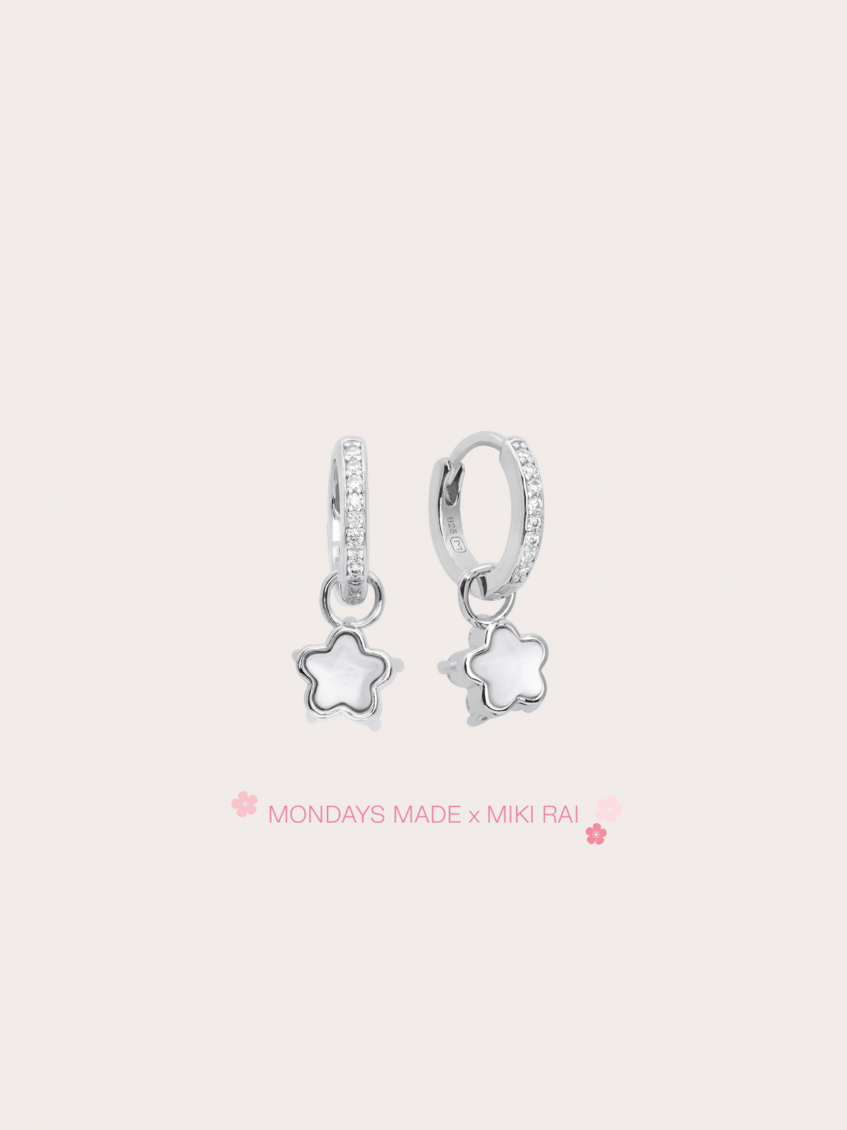 Sakura Huggie Earrings Reversible S925 Silver Rhodium (3) – Mondays Made Flower & Birthstone Jewelry Singapore