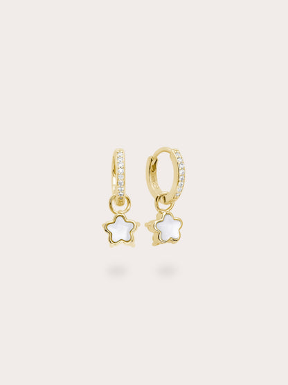 Sakura Huggie Earrings Reversible 18K Gold (2) – Mondays Made Flower & Birthstone Jewelry Singapore