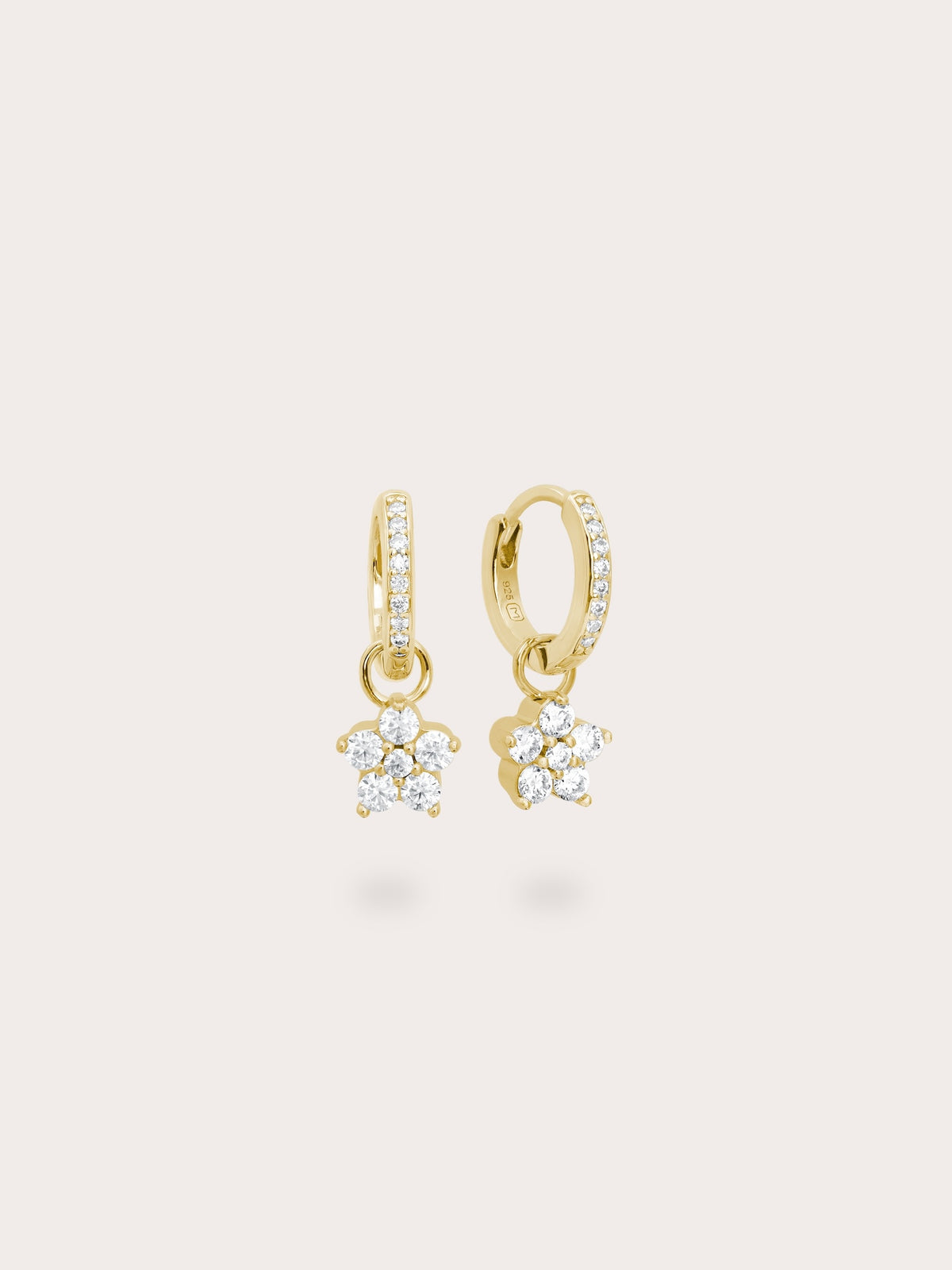 Sakura Huggie Earrings Reversible 18K Gold (1) – Mondays Made Flower & Birthstone Jewelry Singapore