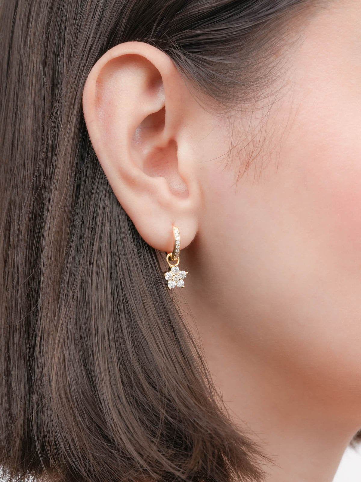 Sakura Huggie Earrings 18K Gold (2) – Mondays Made Flower & Birthstone Jewelry Singapore