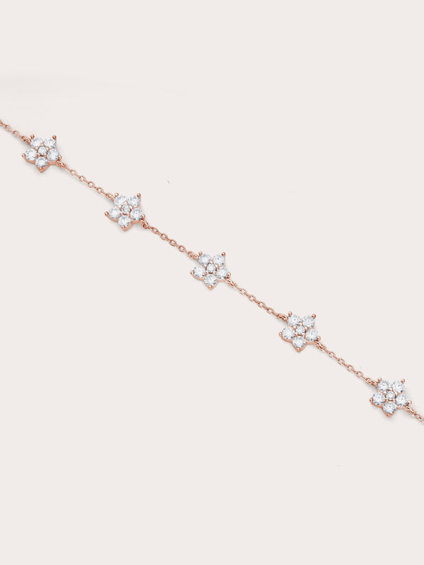 Sakura Moissanite Bracelet 18K Rose Gold (2) – Mondays Made Flower & Birthstone Jewelry Singapore