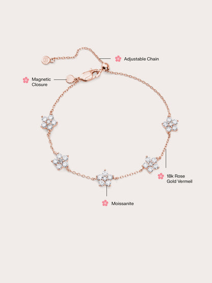 Sakura Moissanite Bracelet 18K Rose Gold (5) – Mondays Made Flower & Birthstone Jewelry Singapore