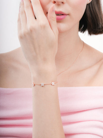 Sakura Moissanite Bracelet 18K Rose Gold (3) – Mondays Made Flower & Birthstone Jewelry Singapore