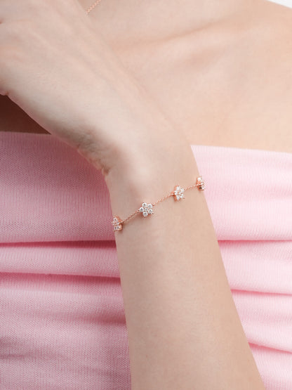 Sakura Moissanite Bracelet 18K Rose Gold (4) – Mondays Made Flower & Birthstone Jewelry Singapore